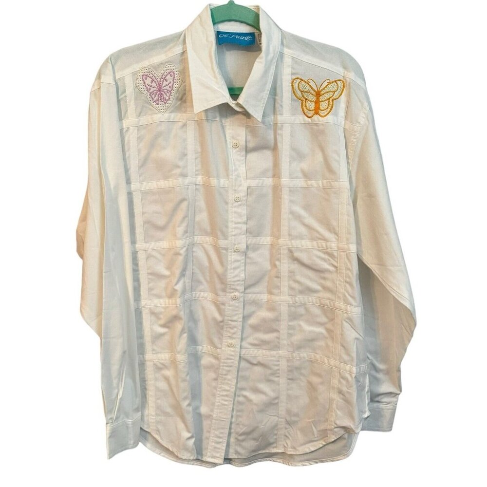 💥BOGO💥 Ol’ Paint Shirt Size L White Embroidered Button Up Women Shirt Top